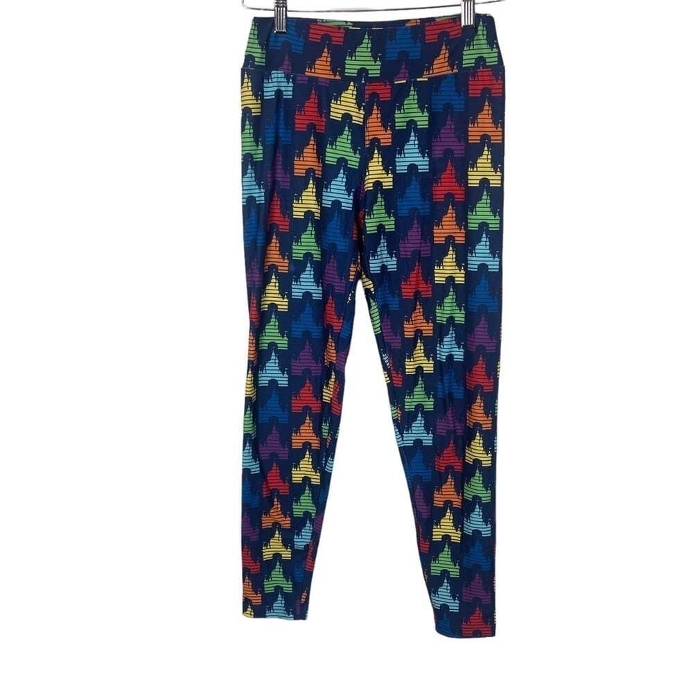 Disney Authentic Castle Patterned Stretch Leggings Size Small